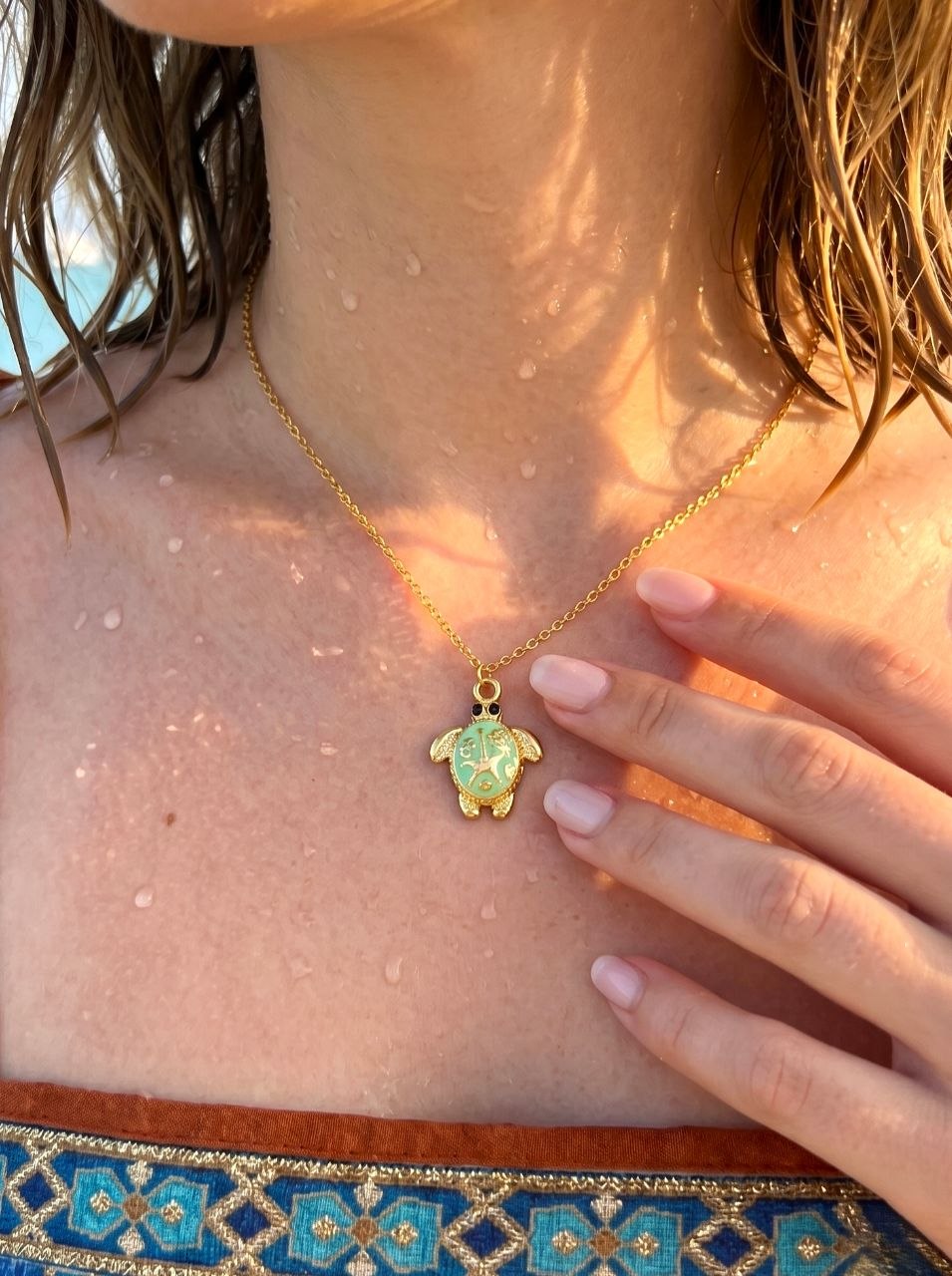 Mint Turtle Necklace