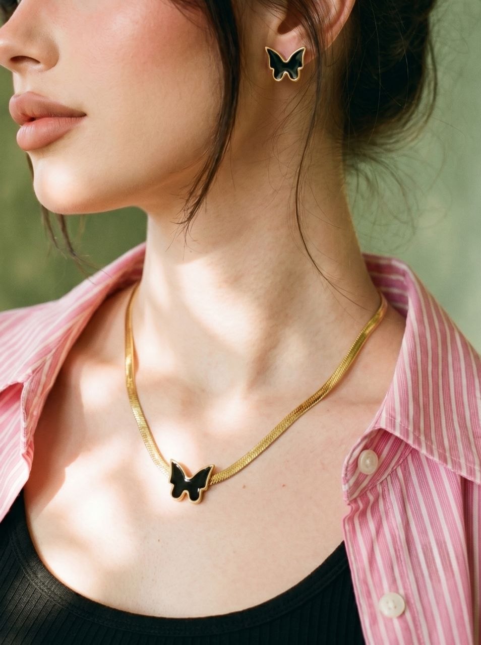 Set Gold Butterfly Black
