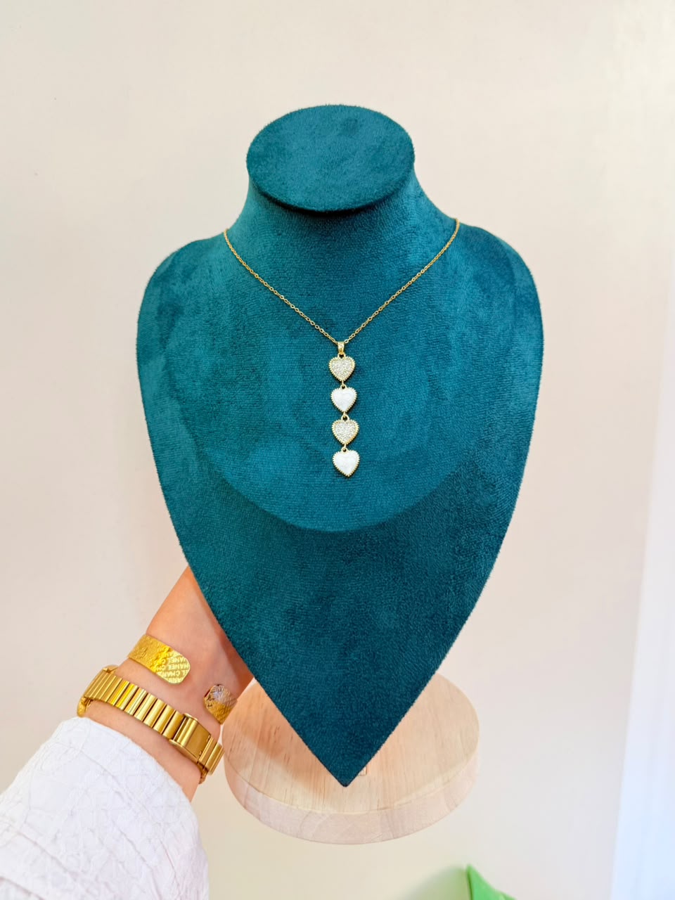 Gold Heart Cascade Necklace