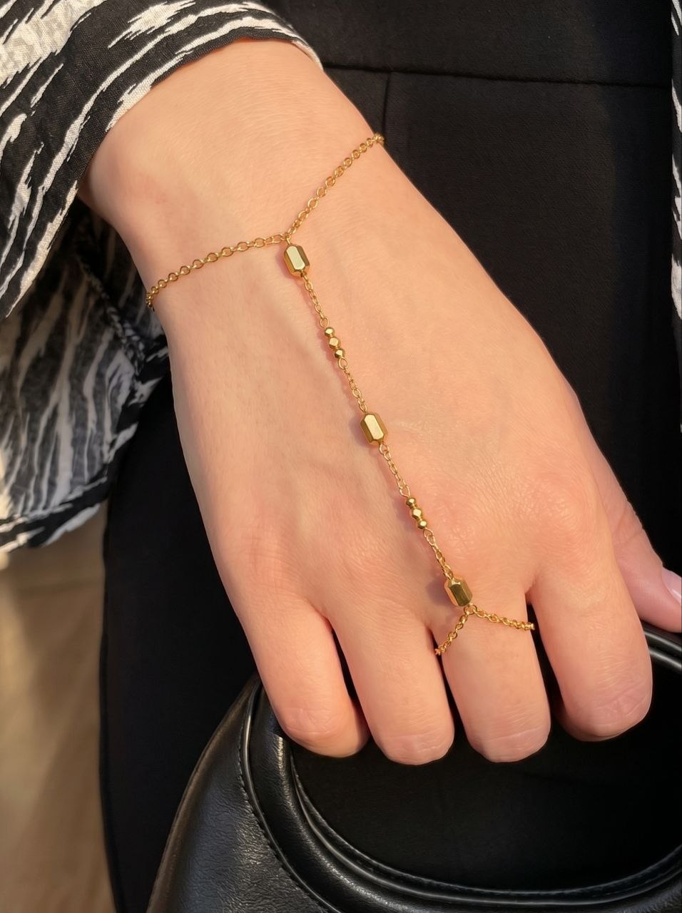 Gold Hex Bead Hand Chain
