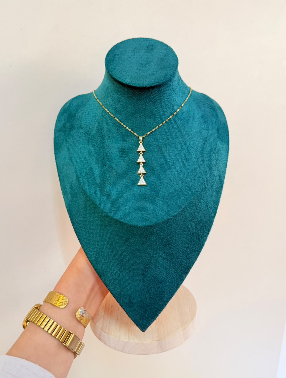 Gold Triangle Crystal Necklace