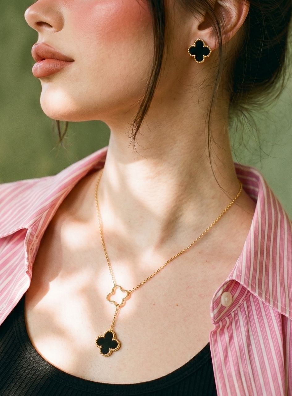 Set Gold Clover Lariat