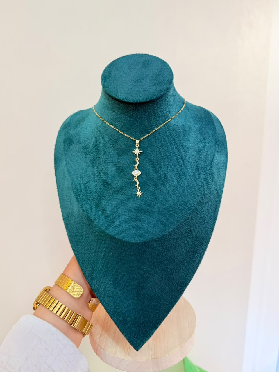 Gold Star Moon Eye Necklace