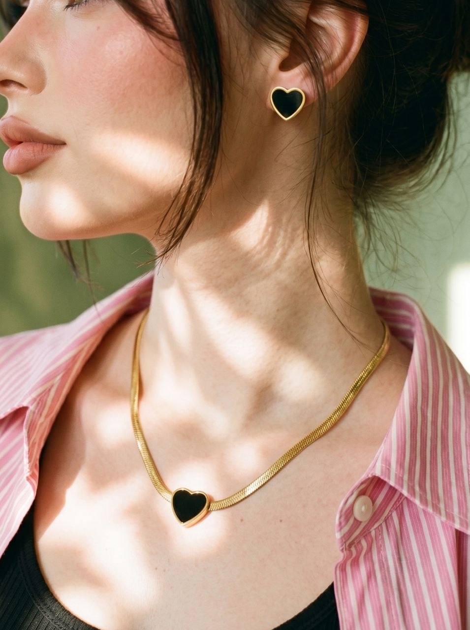 Set Gold Heart Black