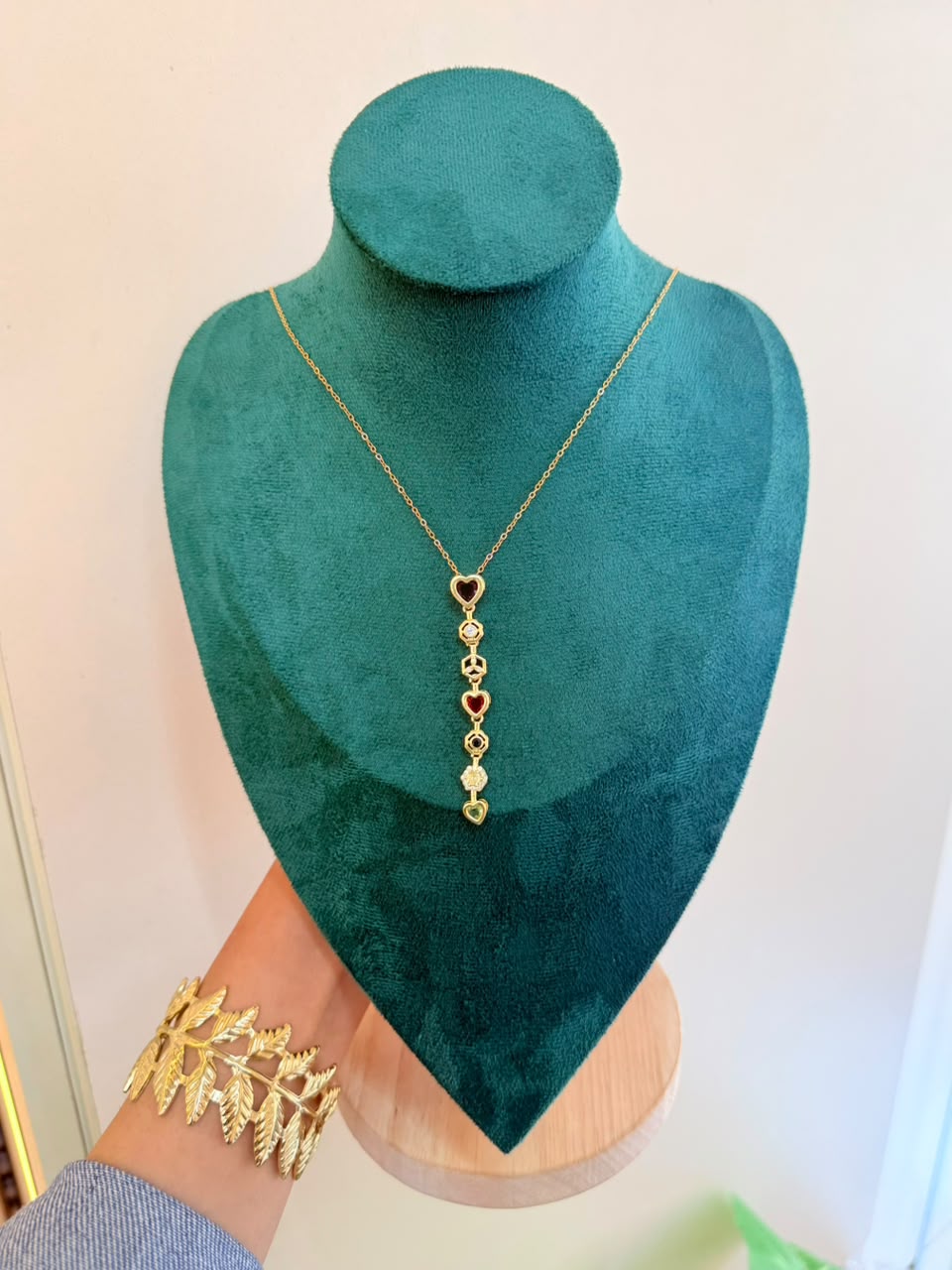 Gold Heart Enamel Necklace