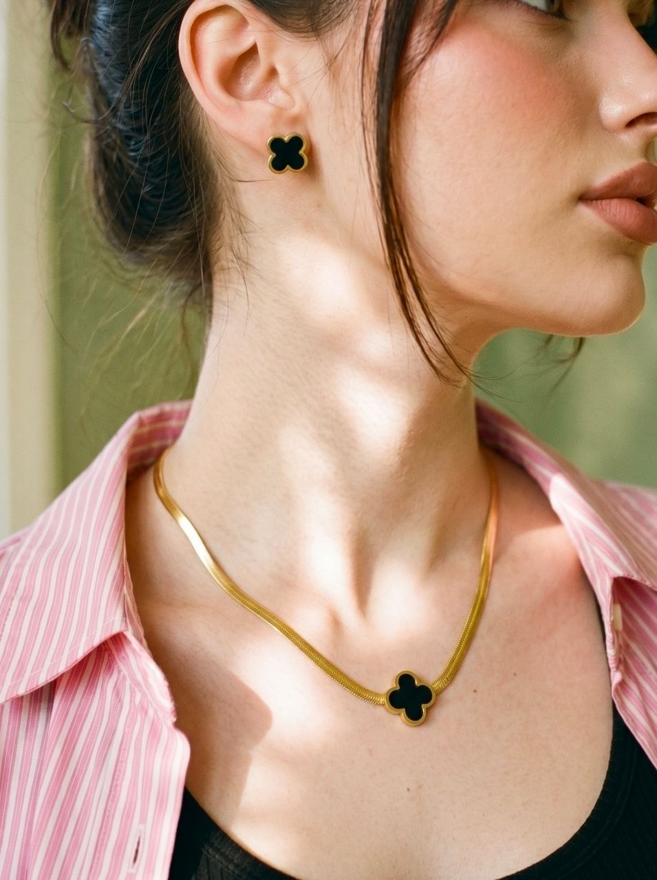 Set Gold Clover Black