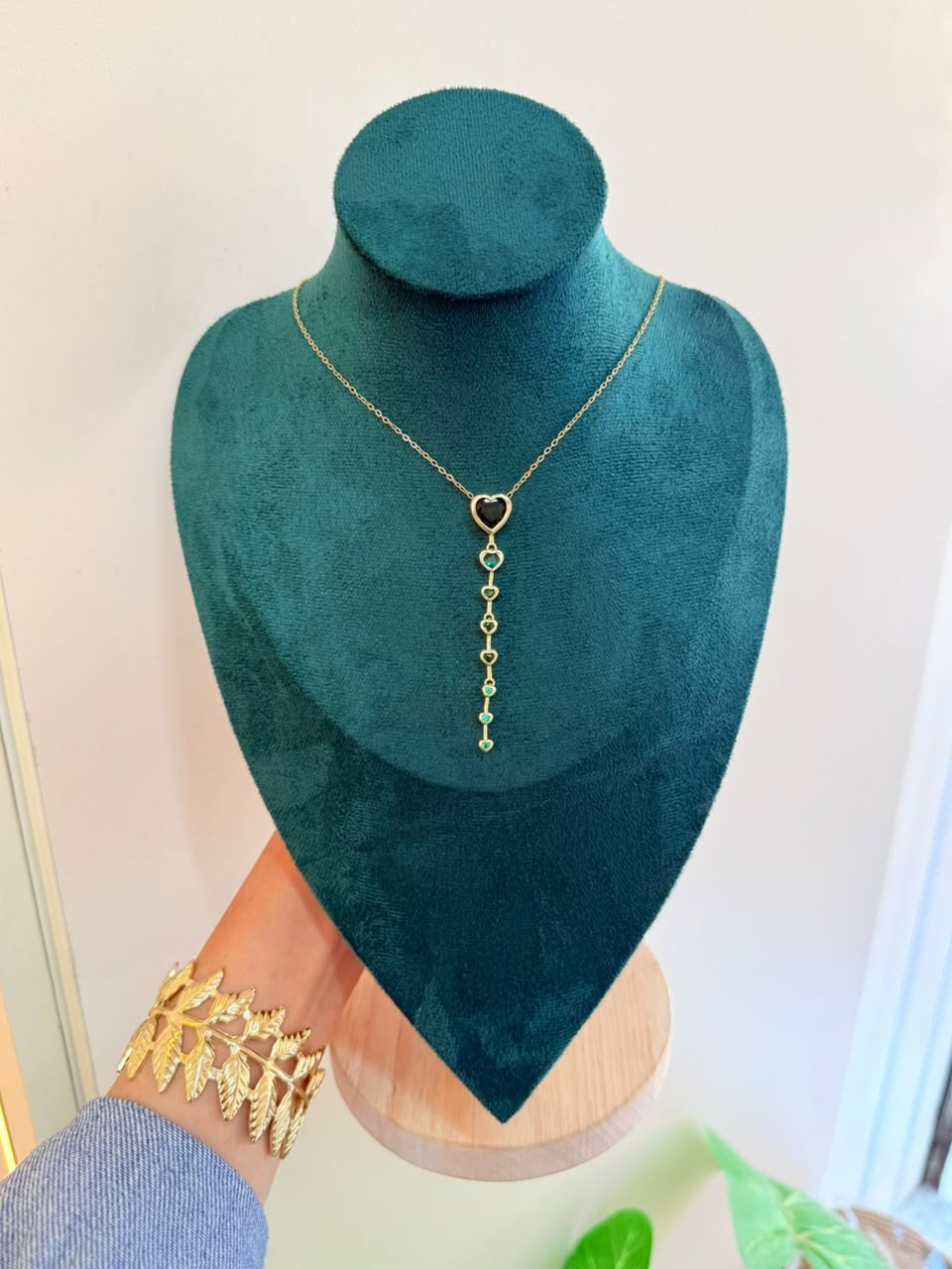 Gold Black Heart Necklace
