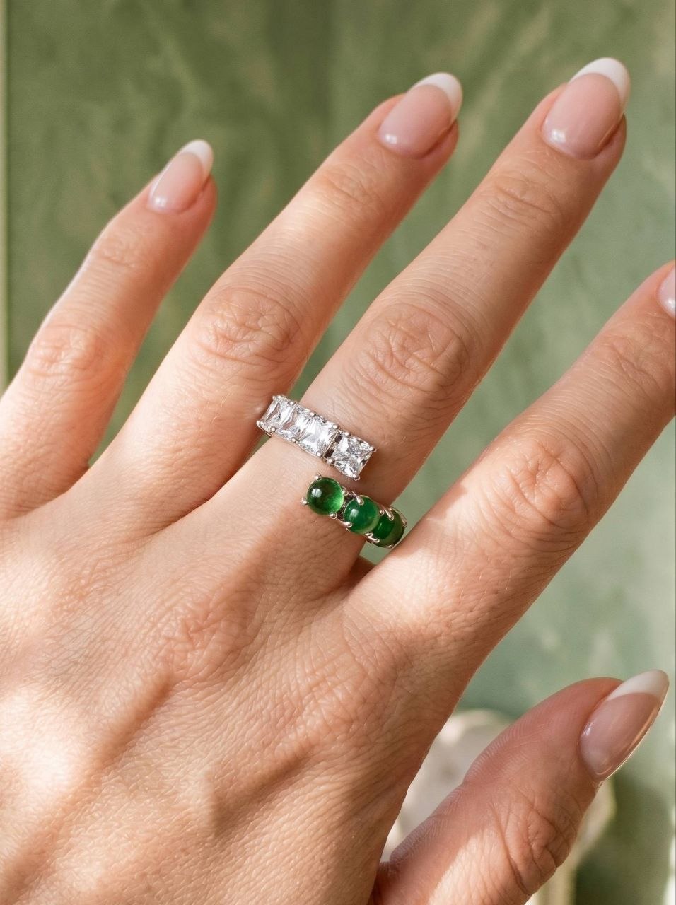 Green Stone Wrap Ring