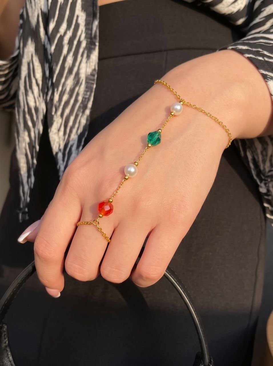 Gold Pearl Crystal Mix Chain