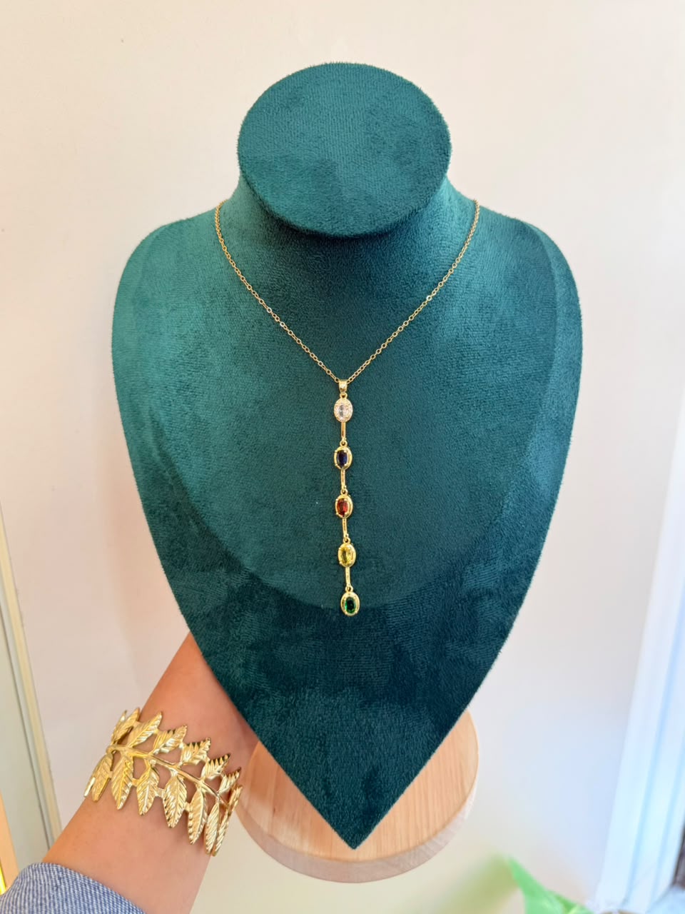 Gold Oval Gem Necklace