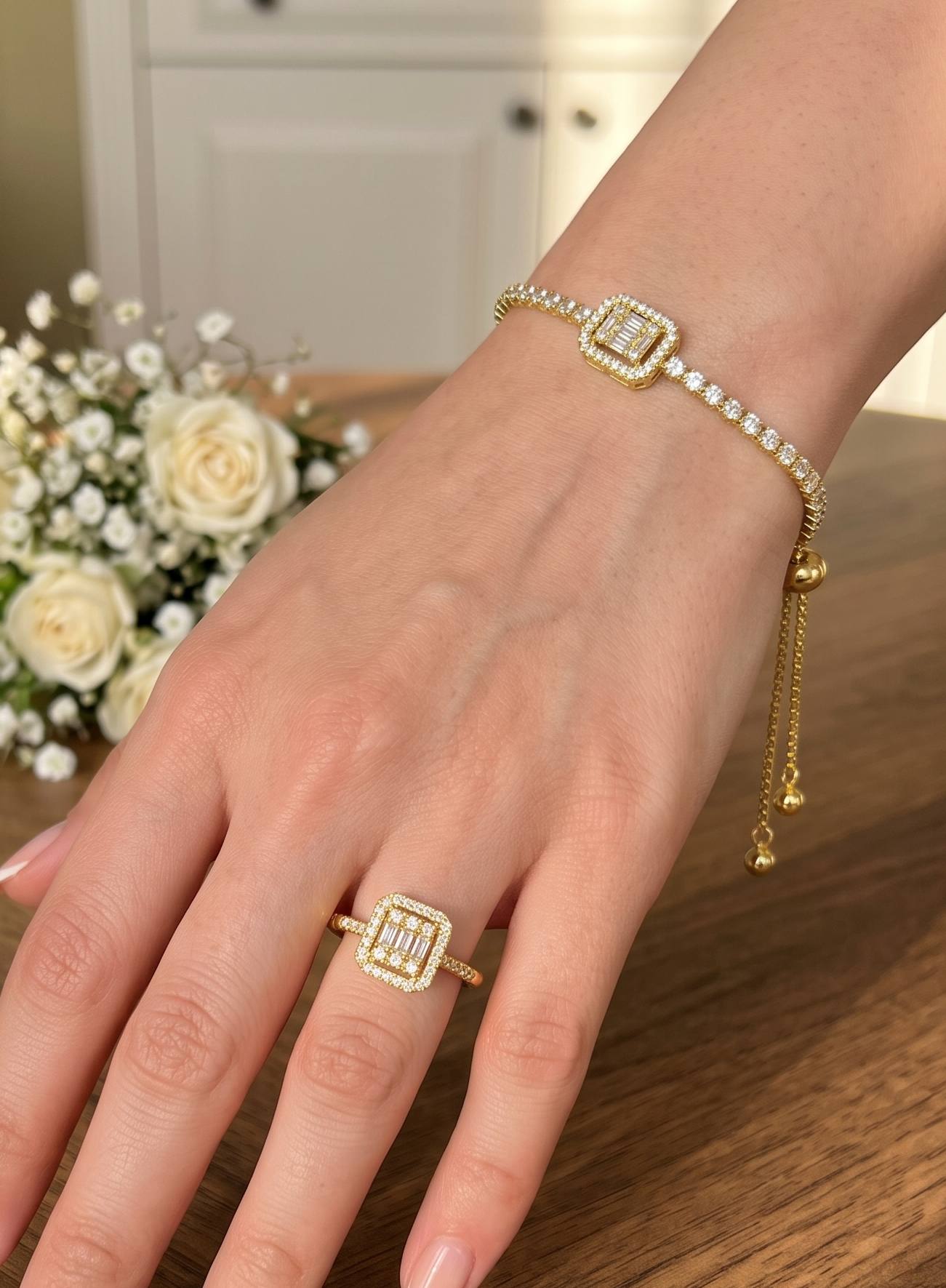 Set Gold Lazurde Baguette