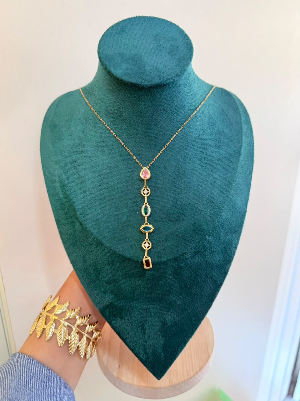 Gold Geometric Gem Necklace