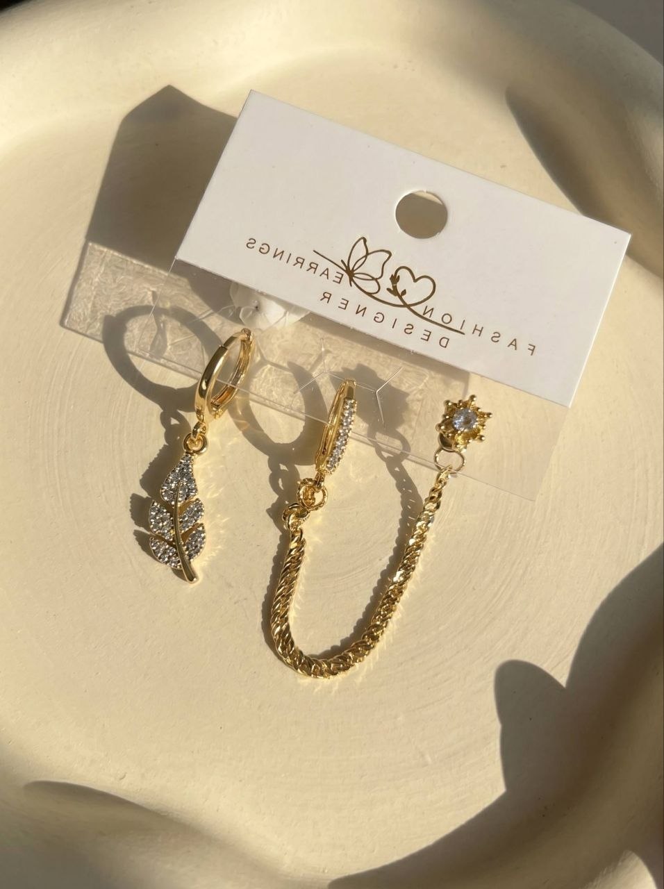 Set Leaf Chain Earring