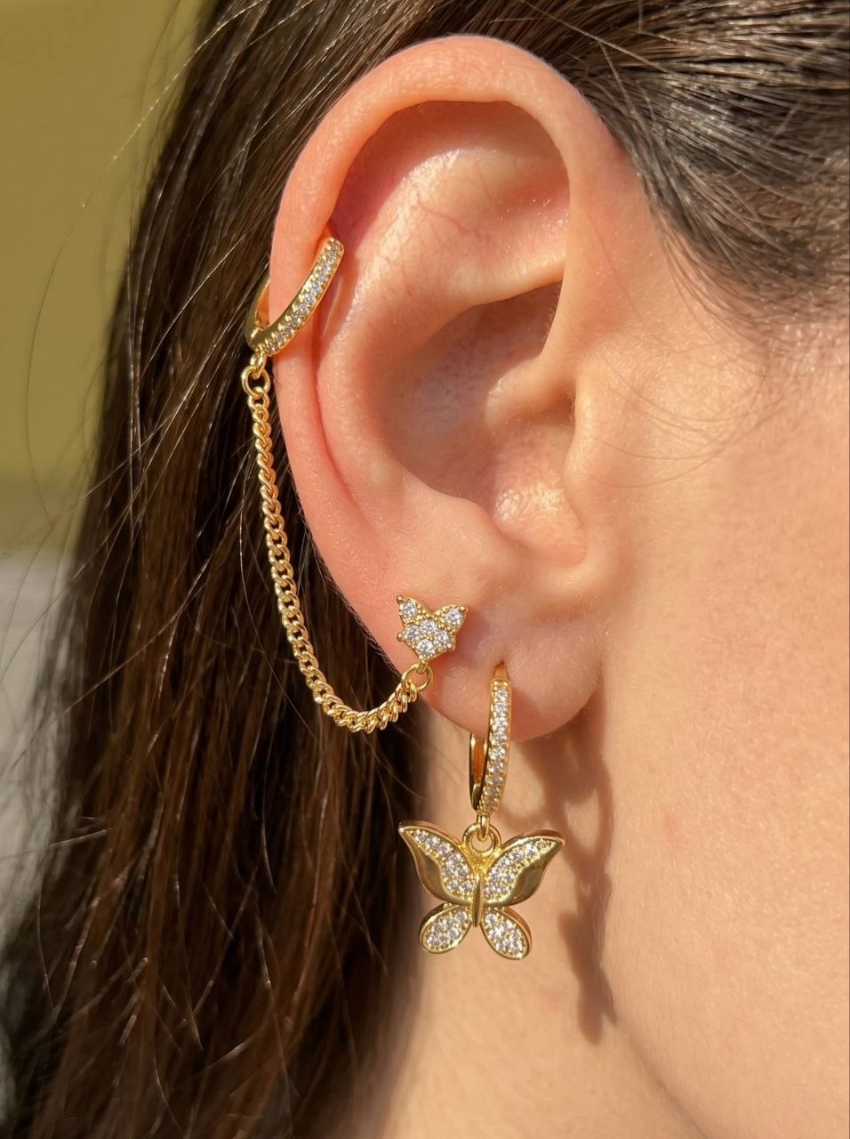 Set Butterfly Chain Earring