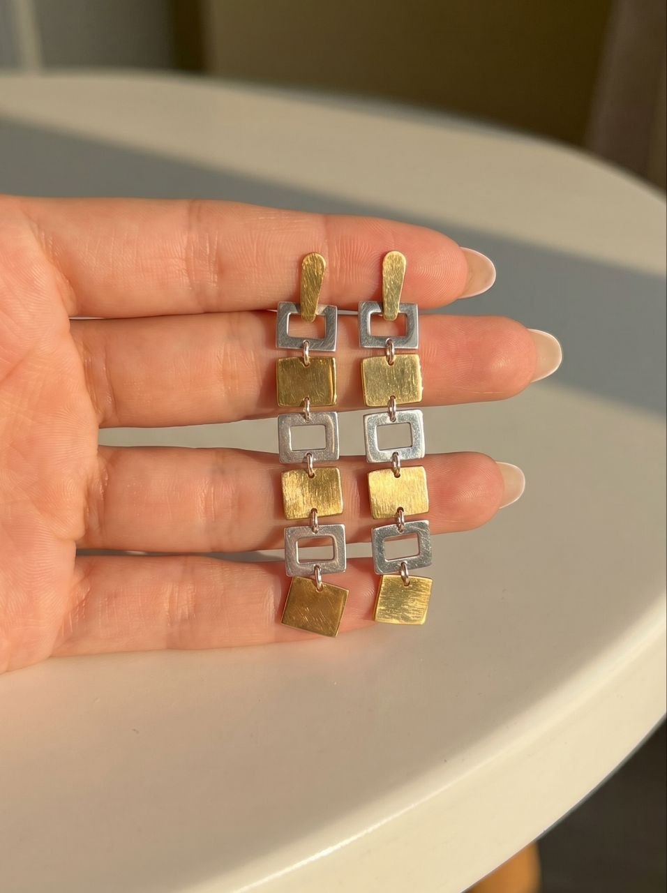 Set Linked Square Earring