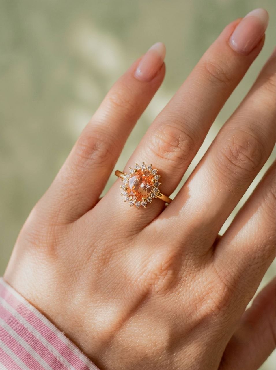 Peach Halo Ring