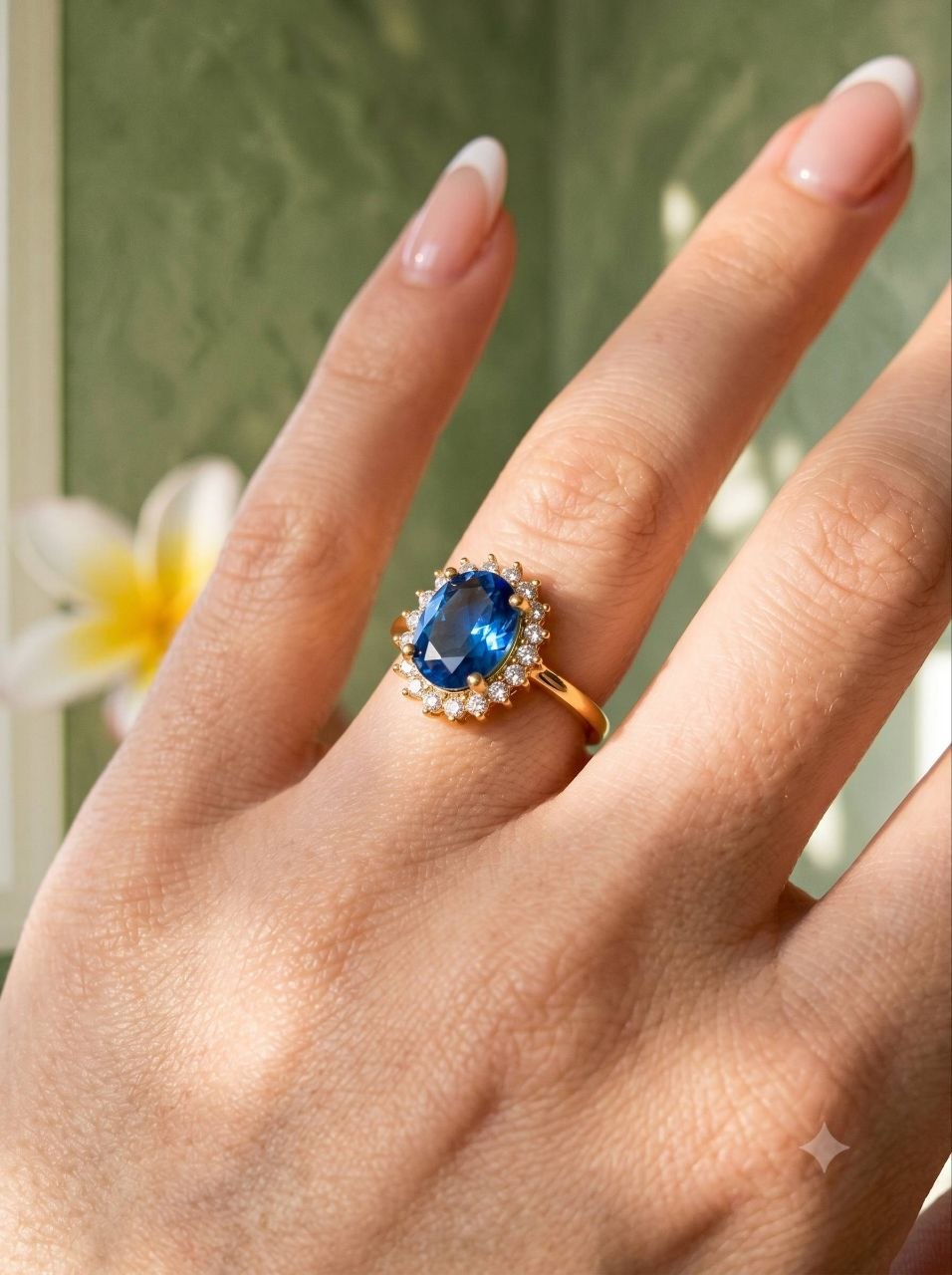 Blue Stone Halo Ring