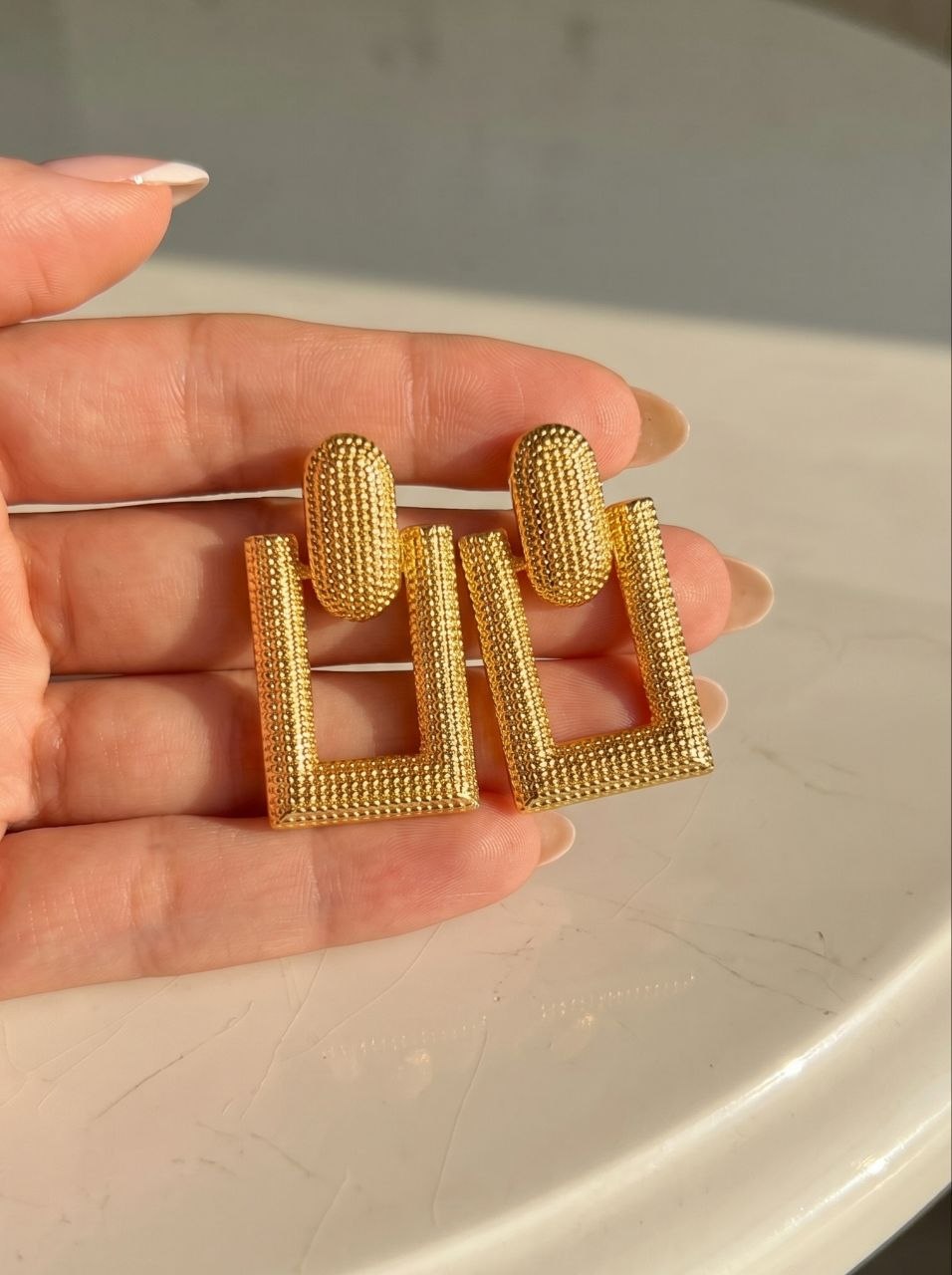 Set Textured Drop Earring