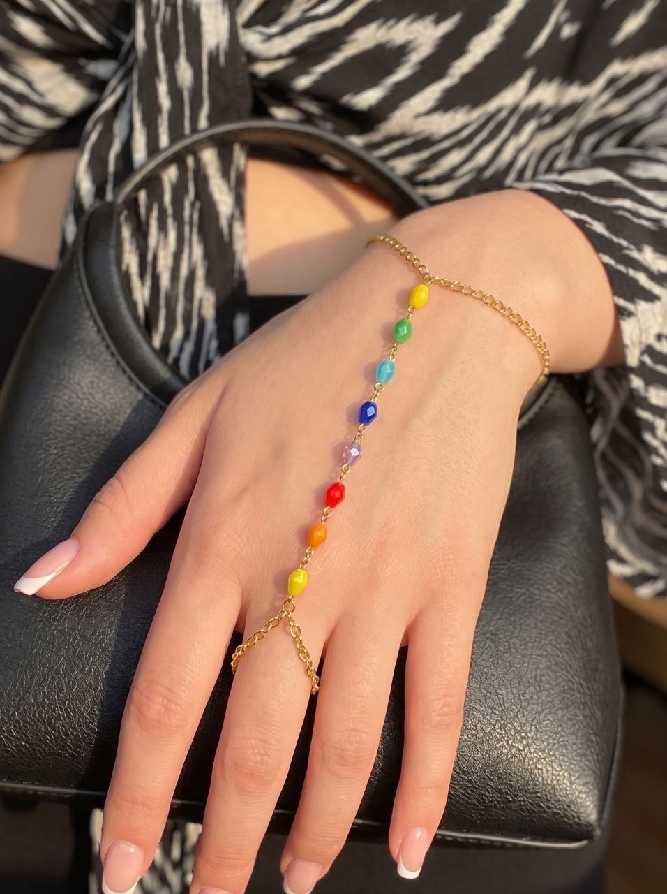 Rainbow Bead Hand Chain