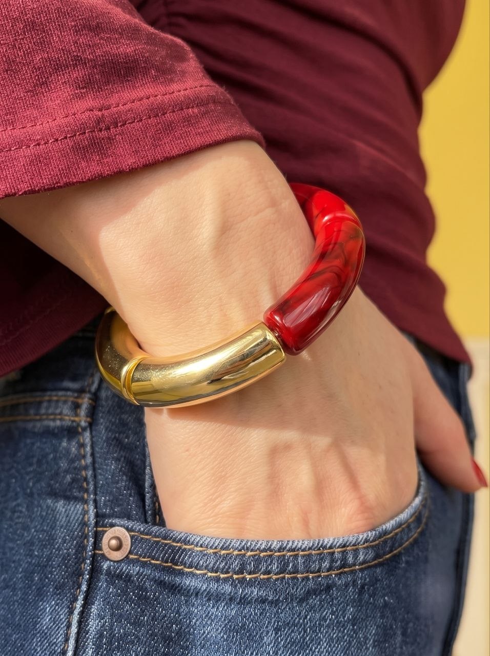 Red Marble Bangle