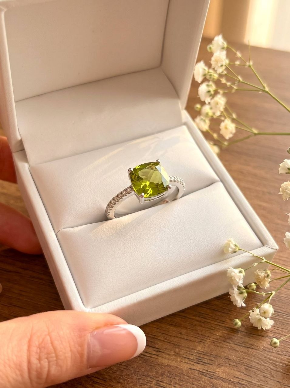 Olive Cushion Ring
