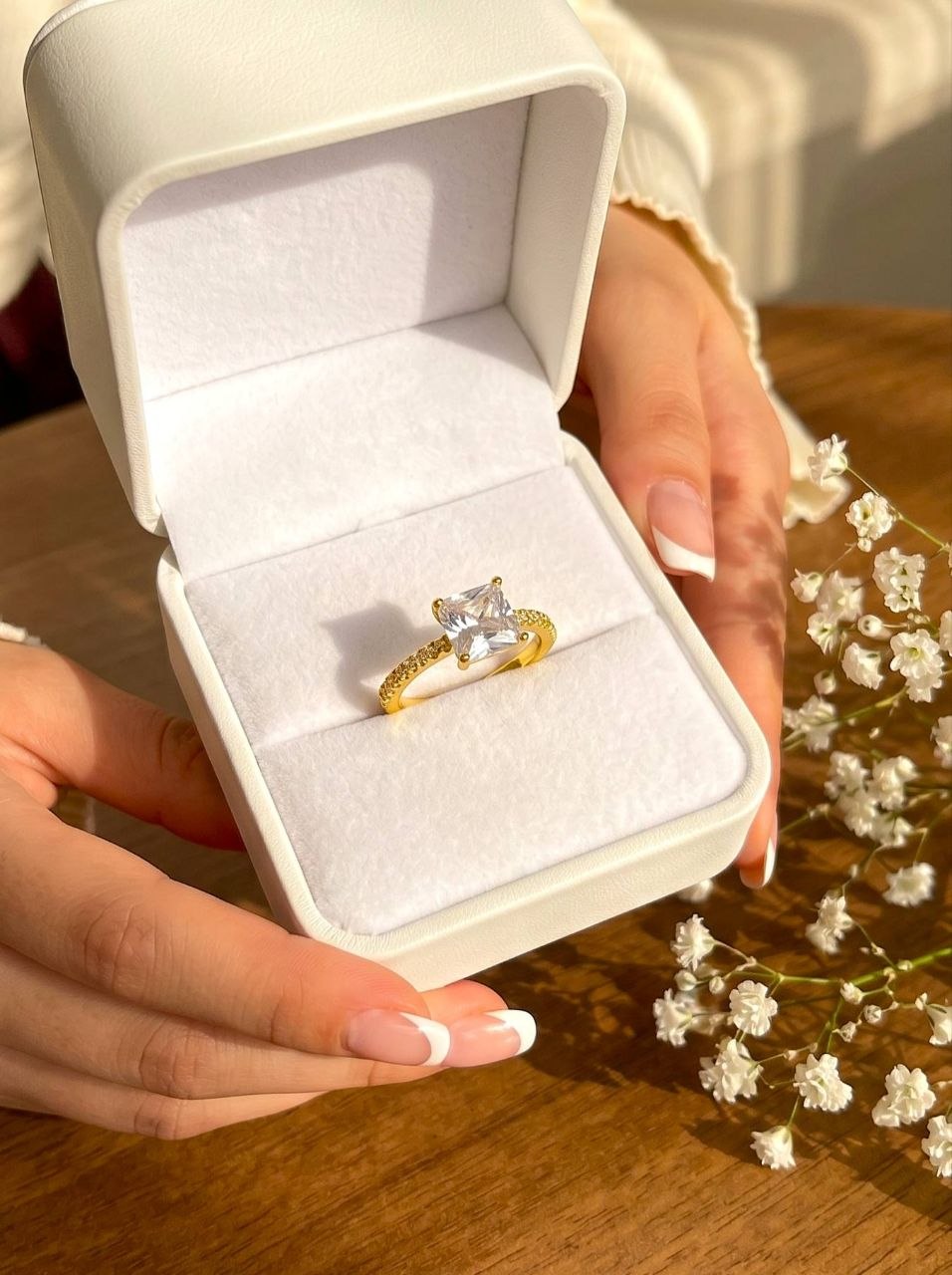 Golden Solitaire Ring