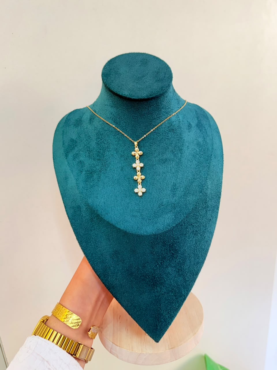 Gold Flower Drop Necklace