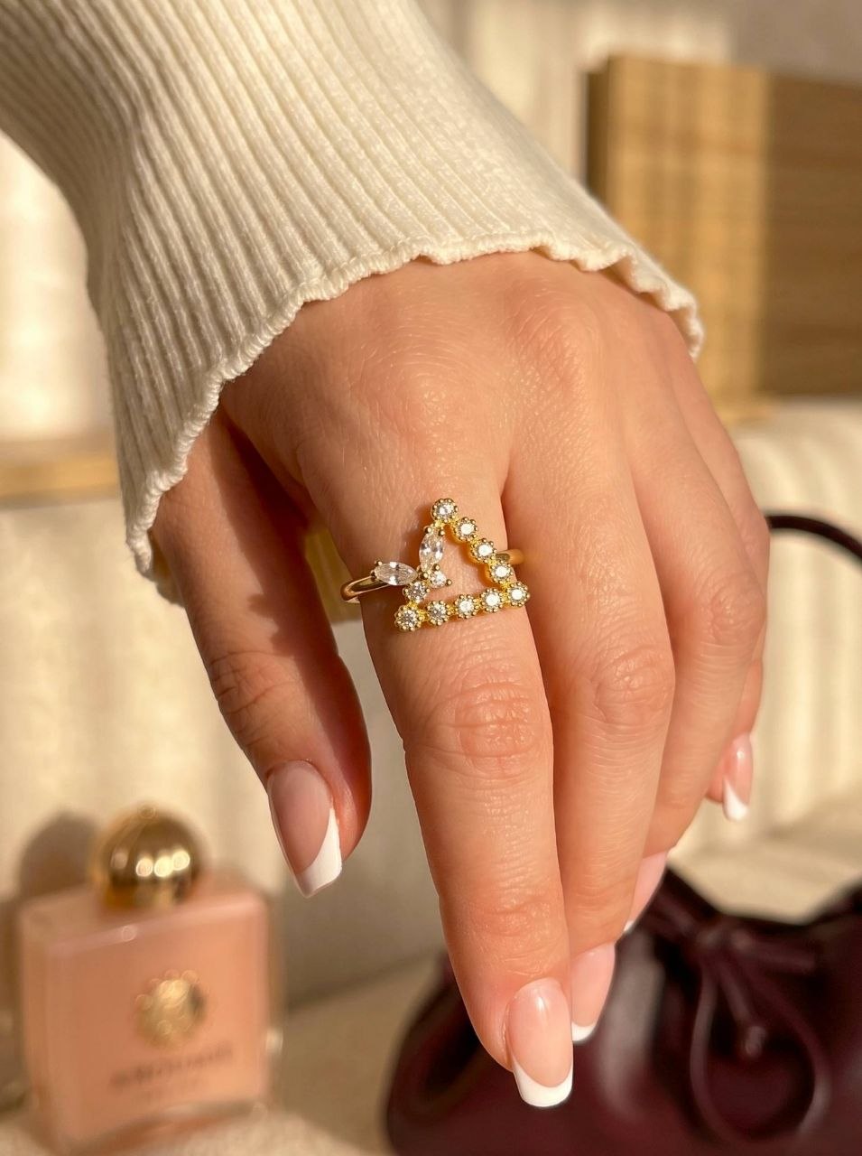 V-Shape Crystal Ring