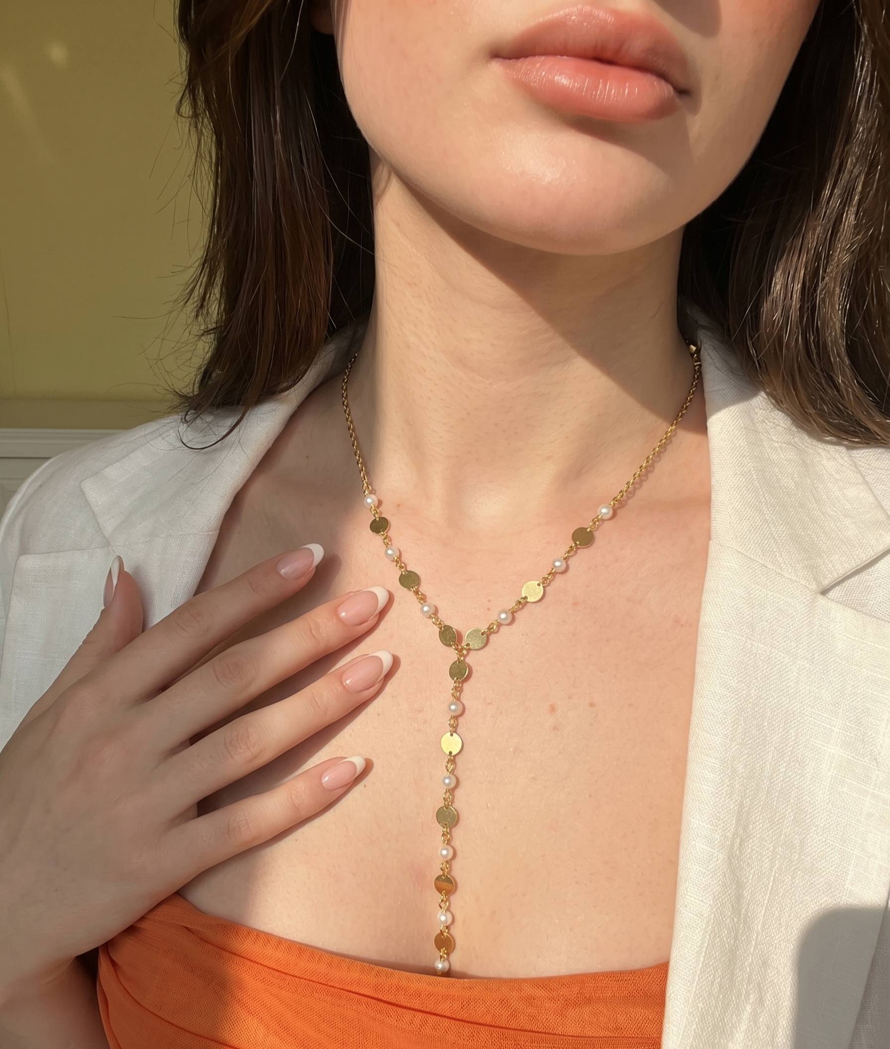 Disc Pearl Necklace