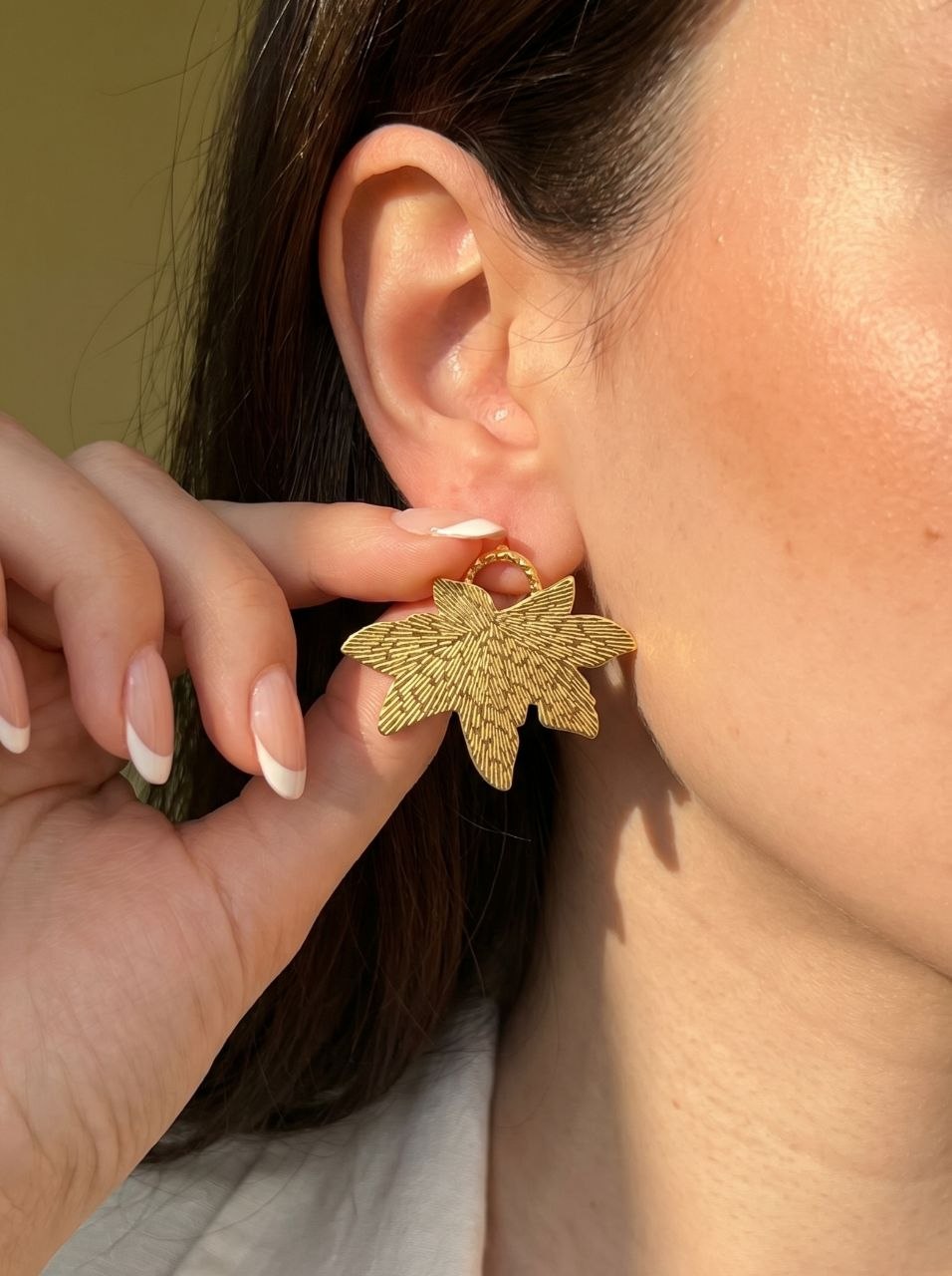 Set Textured Leaf Earring
