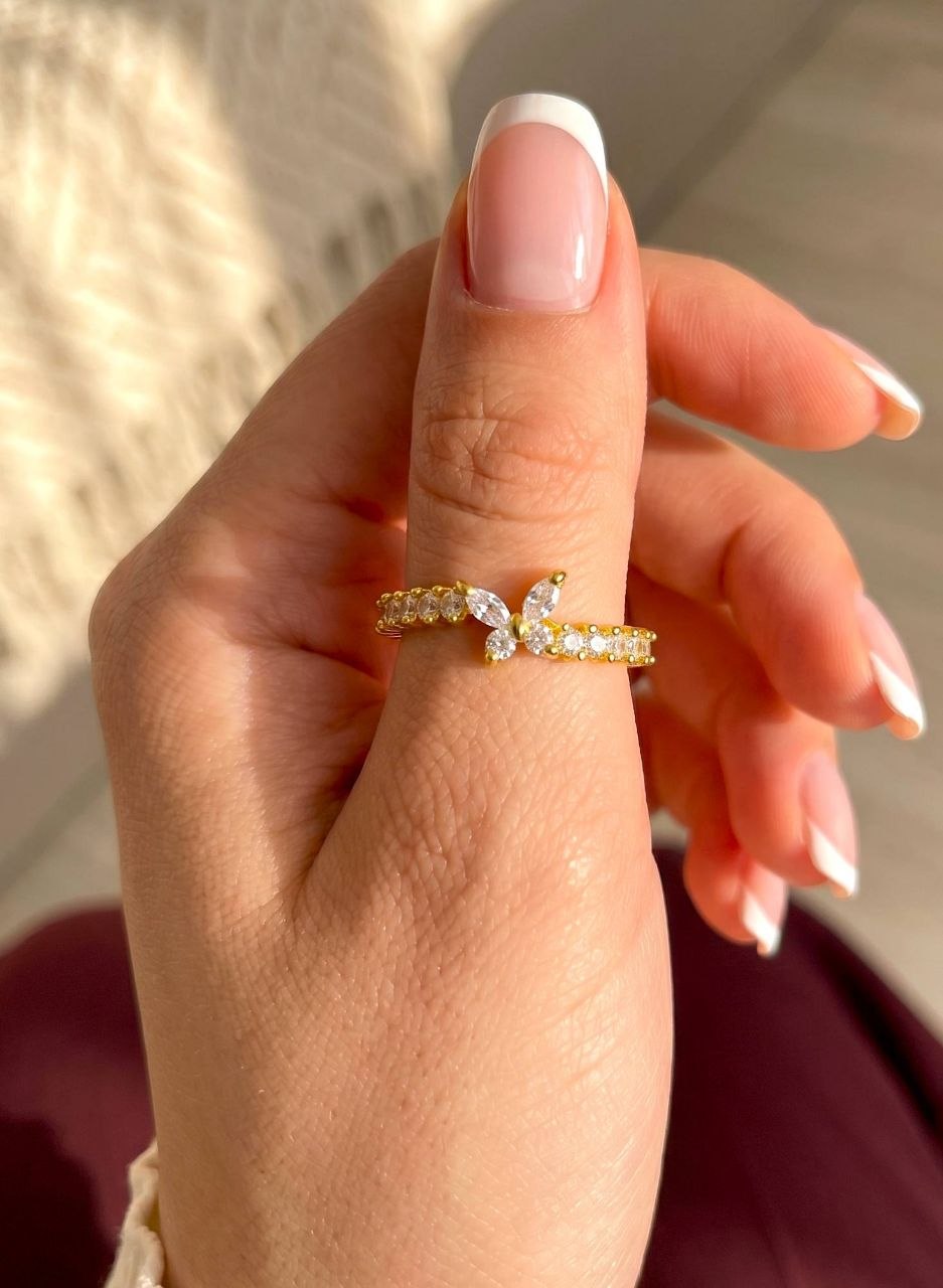 Gold Marquise Pavé Ring