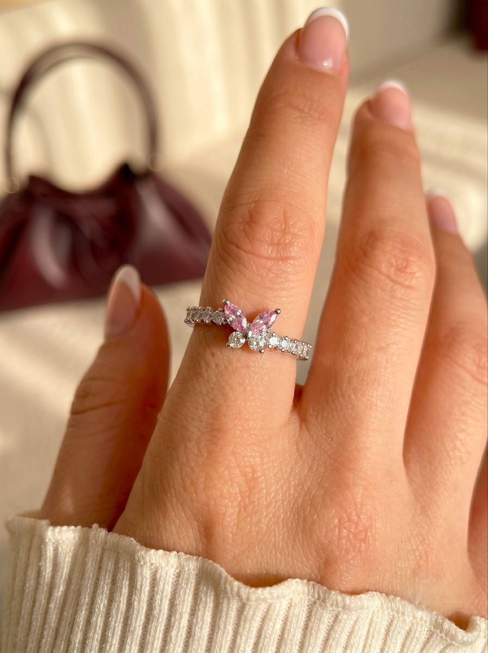 Pink Marquise Pavé Ring
