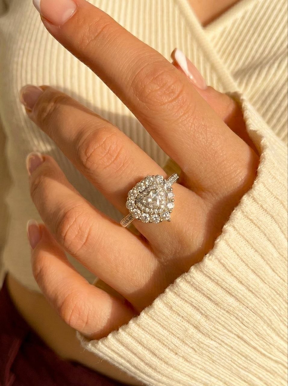 Heart Double Halo Ring