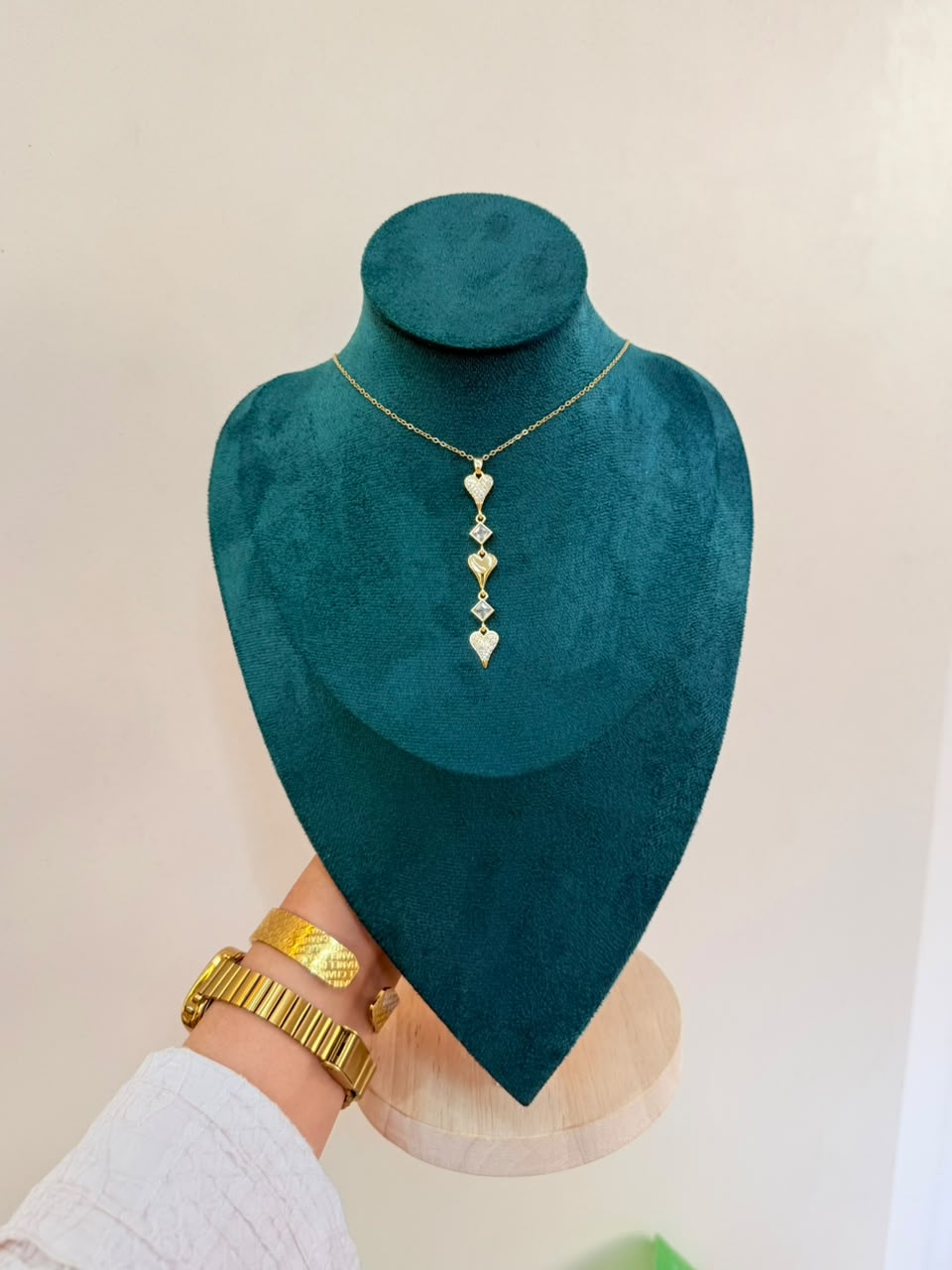 Gold Heart Crystal Necklace